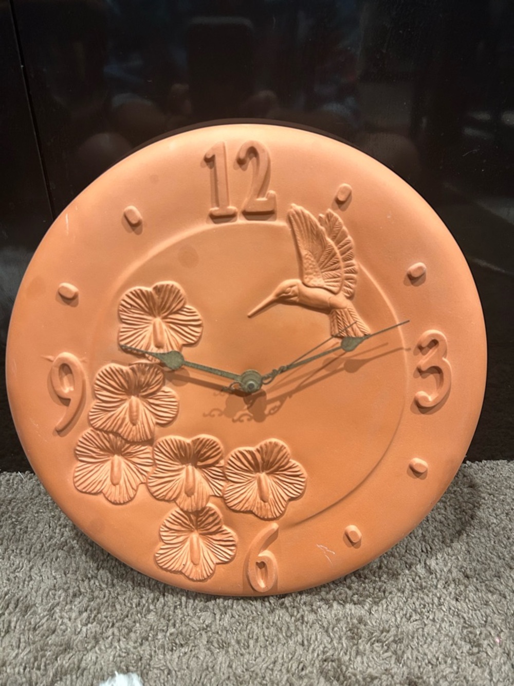 Terracotta Hummingbird Wall Clock - Decorative Home Accent